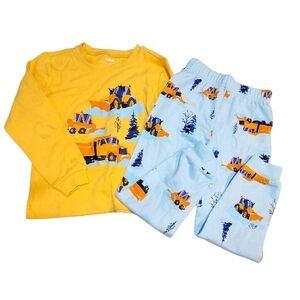Kids Construction Pajama Set - Bright Yellow and Sky Blue